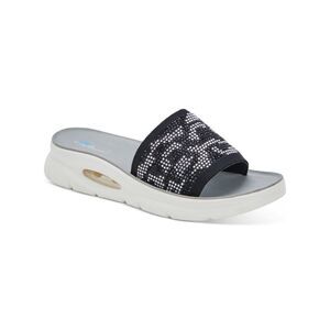 AQUA COLLEGE Womens Black Lightweight Alina Wedge Slip On Sandals Shoes 9.5 M